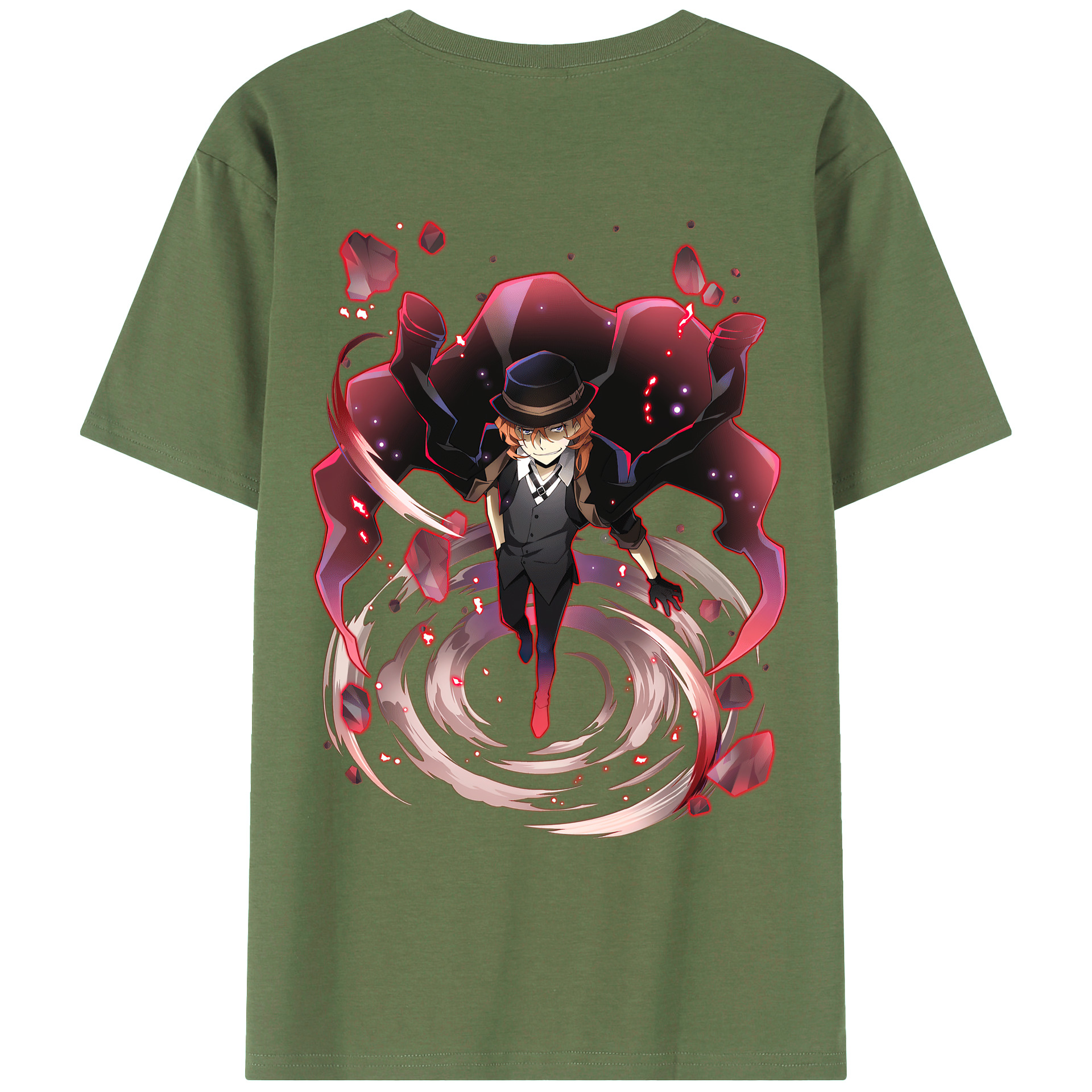 （画像用） 文豪ストレイドッグス Bungo Stray Dogs 綿100％ メンズ半袖Tシャツ（バックプリント） 通気性
